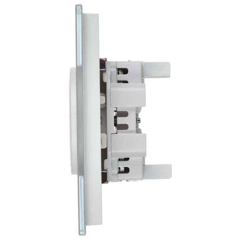 SKANDY Розетка 2-местная без заземления без защитных шторок для плоской вилки 10А SK-R03W стекло арктический белый IEK