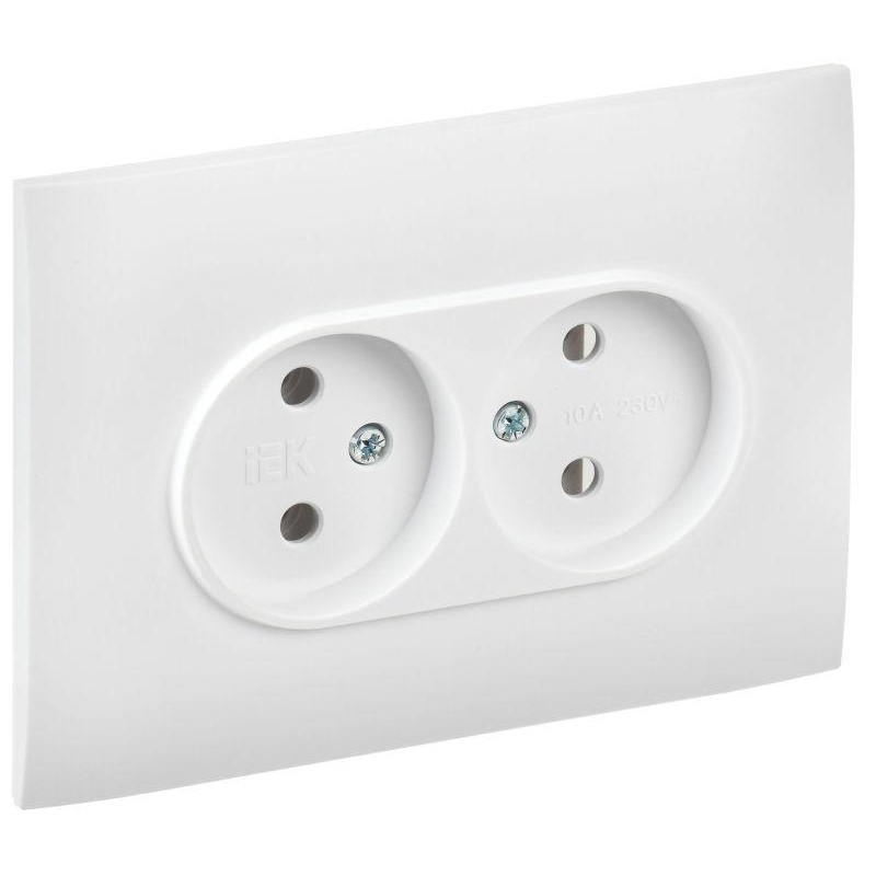 SKANDY Розетка 2-местная без заземления без защитных шторок 10А в сборе SK-R10W арктический белый IEK