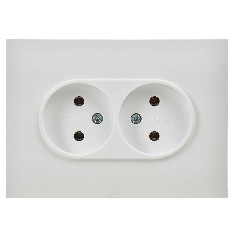 SKANDY Розетка 2-местная без заземления без защитных шторок 10А в сборе SK-R10W арктический белый IEK