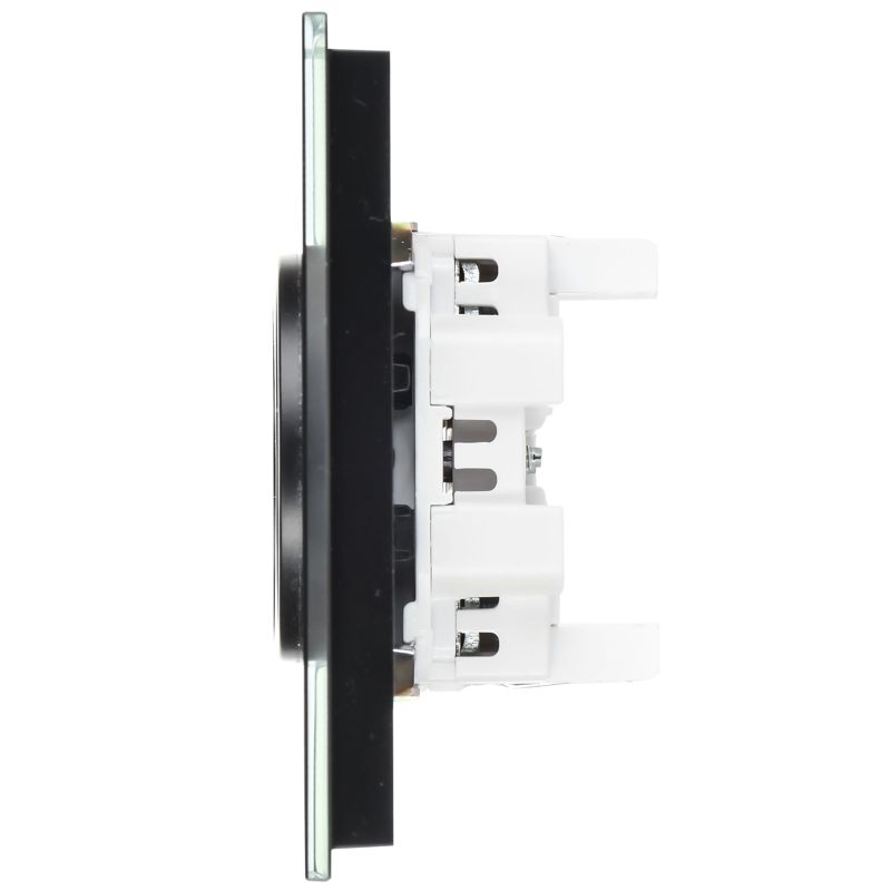 SKANDY Розетка 2-местная без заземления без защитных шторок для плоской вилки 10А SK-R03Bl стекло черный IEK