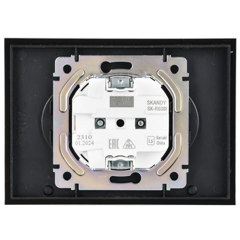SKANDY Розетка 2-местная без заземления без защитных шторок для плоской вилки 10А SK-R03Bl стекло черный IEK