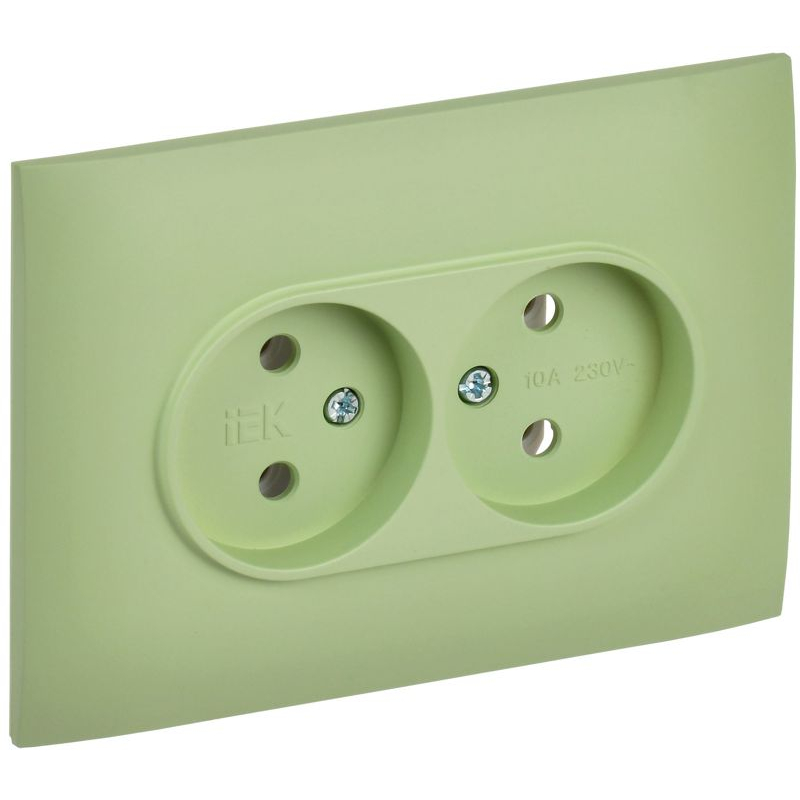 SKANDY Розетка 2-местная без заземления без защитных шторок 10А в сборе SK-R10G мятный IEK