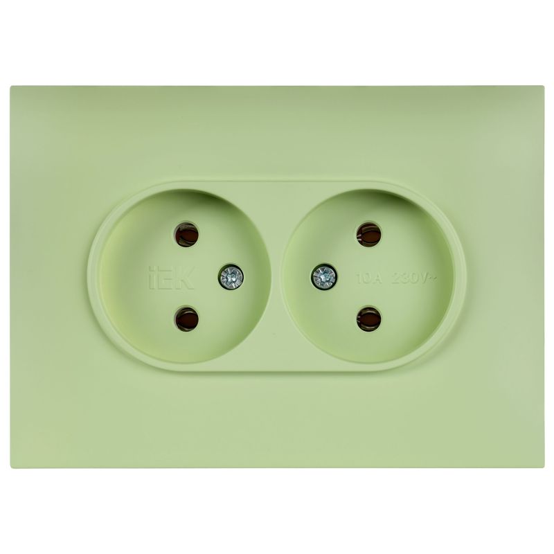 SKANDY Розетка 2-местная без заземления без защитных шторок 10А в сборе SK-R10G мятный IEK