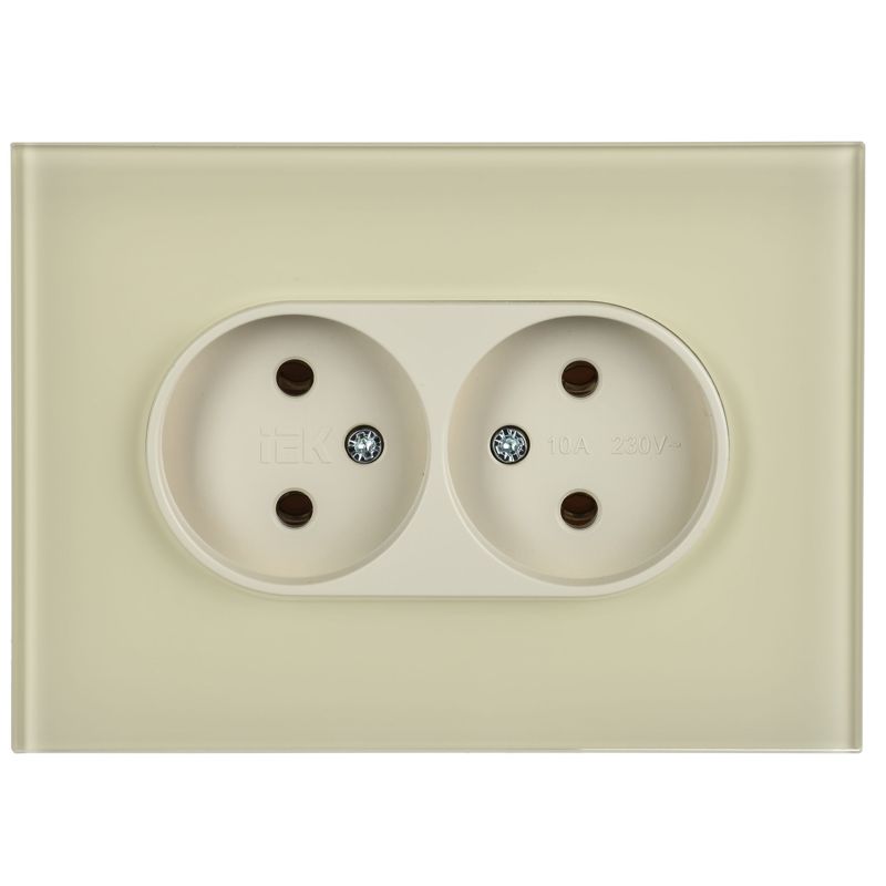 SKANDY Розетка 2-местная без заземления без защитных шторок для плоской вилки 10А SK-R03B стекло бежевый IEK