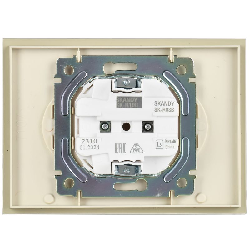 SKANDY Розетка 2-местная без заземления без защитных шторок для плоской вилки 10А SK-R03B стекло бежевый IEK