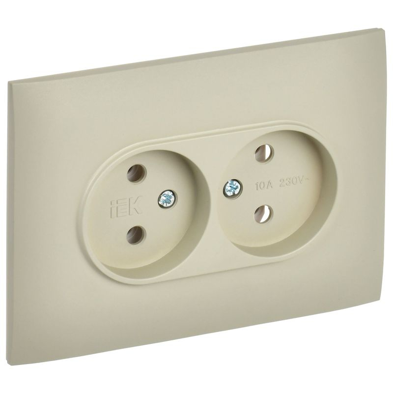SKANDY Розетка 2-местная без заземления без защитных шторок 10А в сборе SK-R10B бежевый IEK