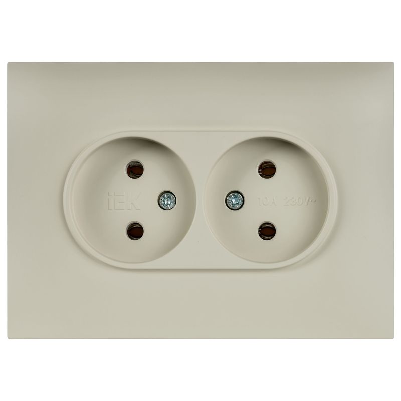 SKANDY Розетка 2-местная без заземления без защитных шторок 10А в сборе SK-R10B бежевый IEK