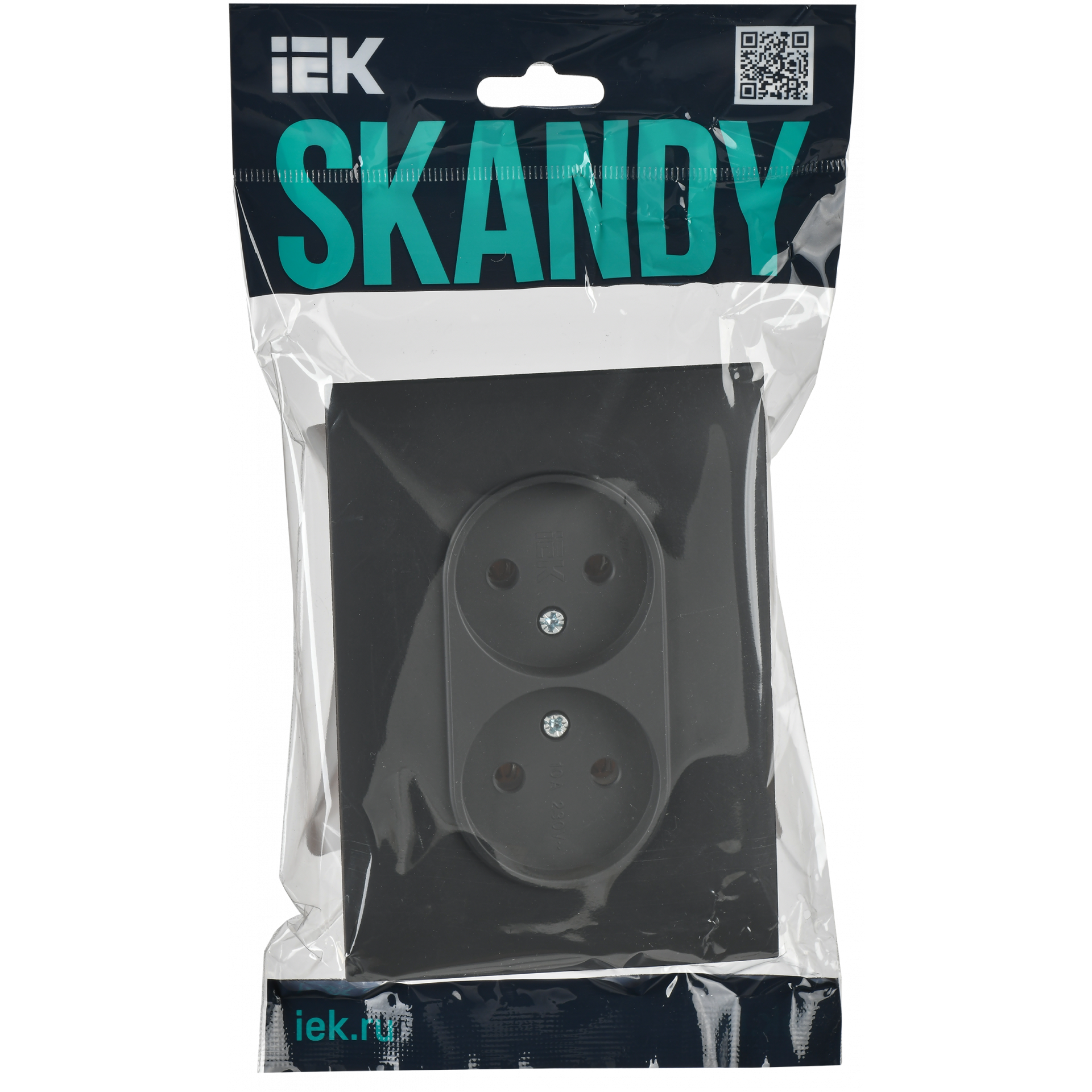 SKANDY Розетка 2-местная без заземления без защитных шторок 10А в сборе SK-R10T титан IEK