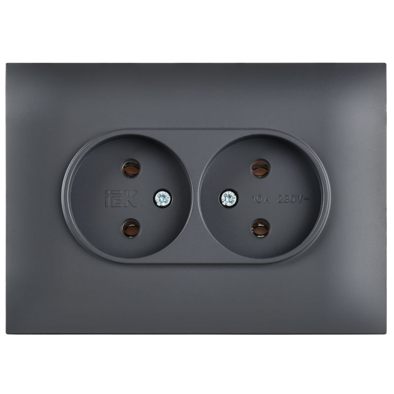 SKANDY Розетка 2-местная без заземления без защитных шторок 10А в сборе SK-R10T титан IEK