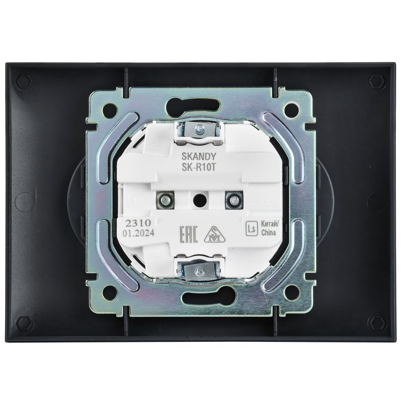 SKANDY Розетка 2-местная без заземления без защитных шторок 10А в сборе SK-R10T титан IEK