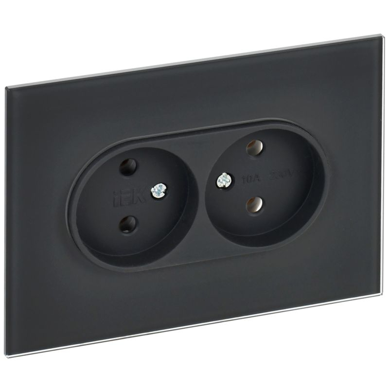 SKANDY Розетка 2-местная без заземления без защитных шторок для плоской вилки 10А SK-R03G стекло графит IEK