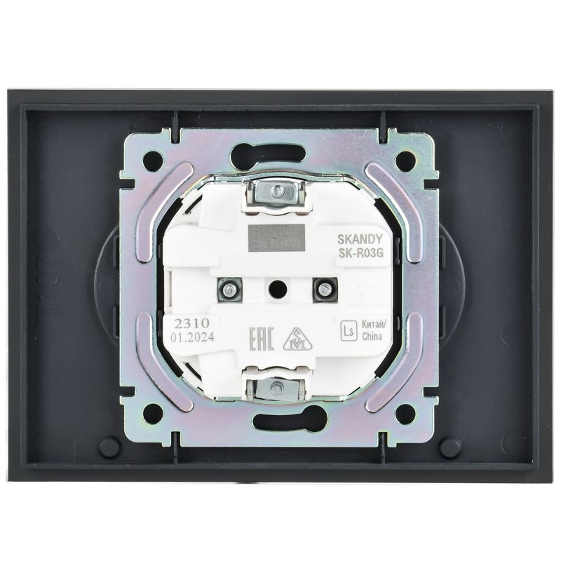 SKANDY Розетка 2-местная без заземления без защитных шторок для плоской вилки 10А SK-R03G стекло графит IEK
