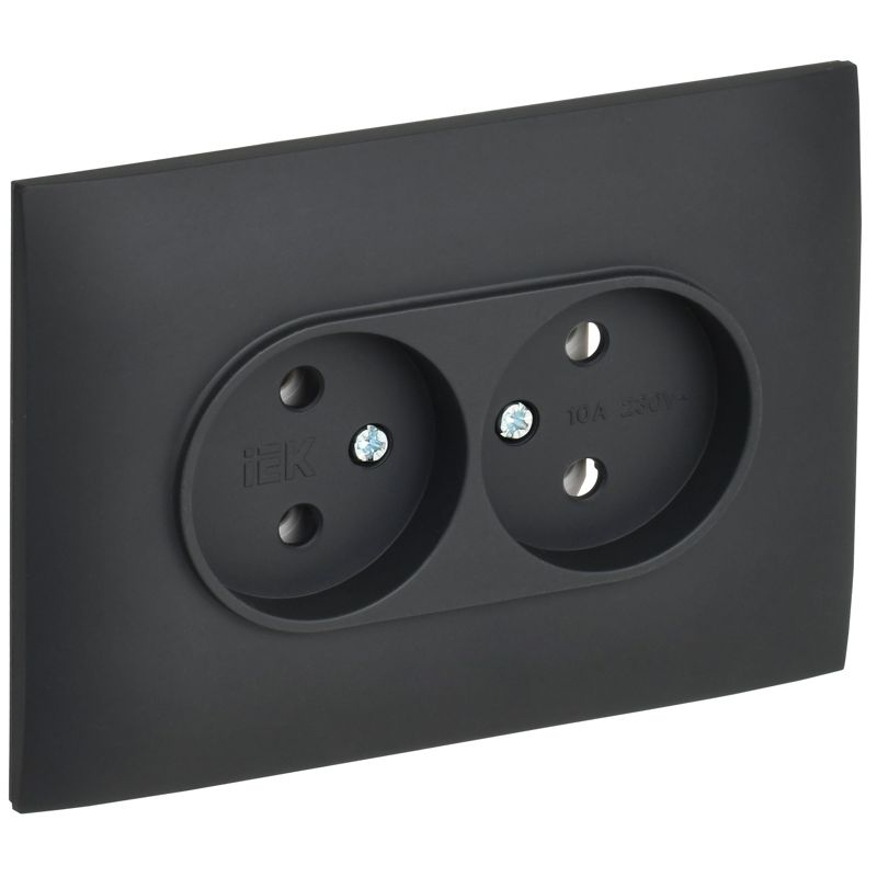 SKANDY Розетка 2-местная без заземления без защитных шторок 10А в сборе SK-R10G графит IEK
