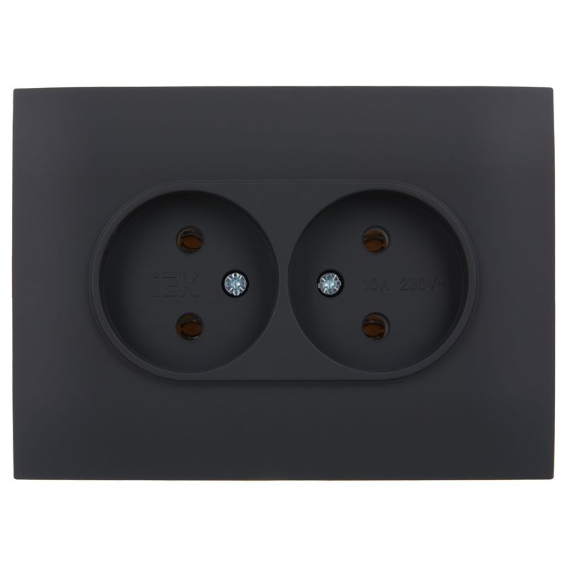 SKANDY Розетка 2-местная без заземления без защитных шторок 10А в сборе SK-R10G графит IEK