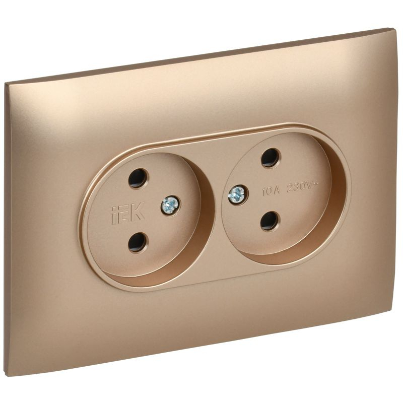 SKANDY Розетка 2-местная без заземления без защитных шторок 10А в сборе SK-R10Sa песочный IEK
