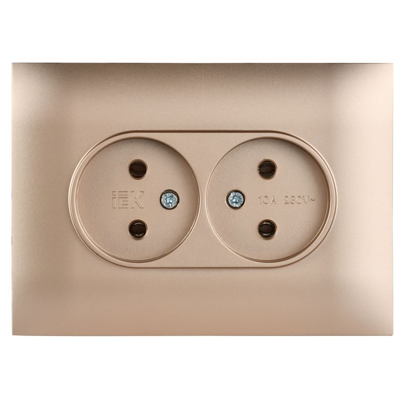 SKANDY Розетка 2-местная без заземления без защитных шторок 10А в сборе SK-R10Sa песочный IEK