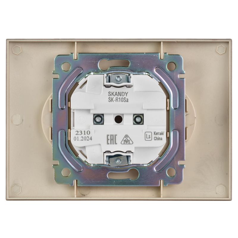 SKANDY Розетка 2-местная без заземления без защитных шторок 10А в сборе SK-R10Sa песочный IEK