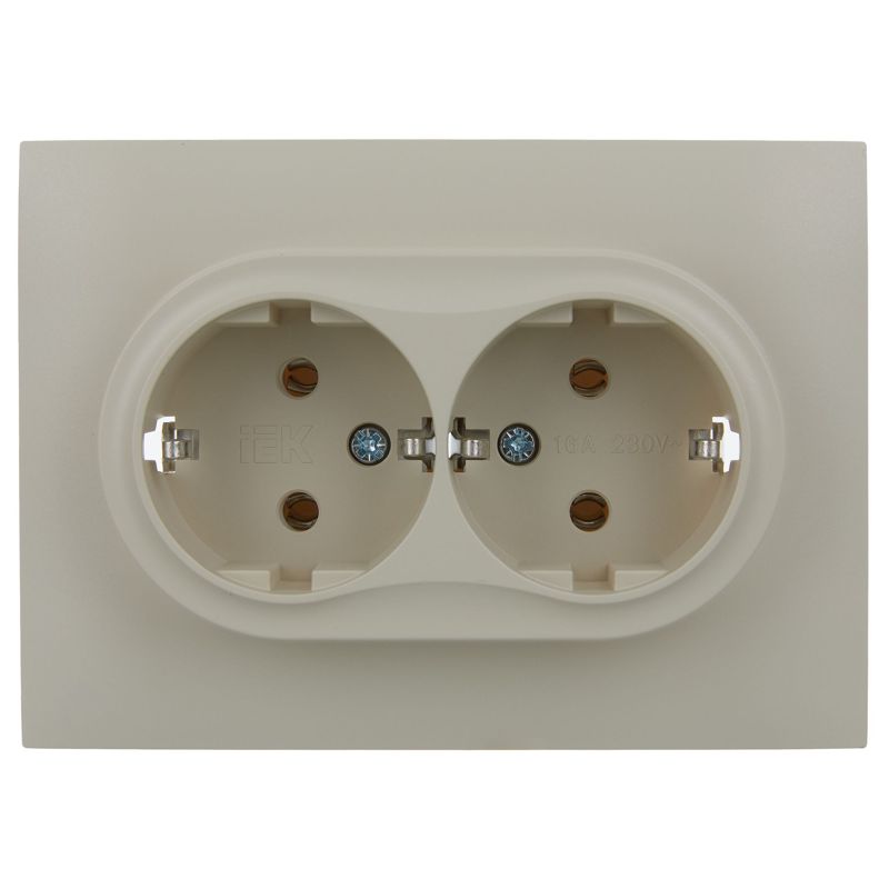 SKANDY Розетка 2-местная с заземлением без защитных шторок 16А в сборе SK-R08B бежевый IEK