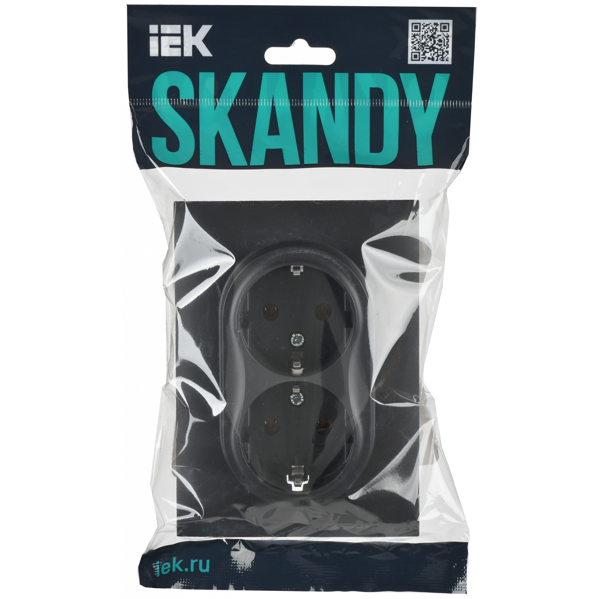 SKANDY Розетка 2-местная с заземлением без защитных шторок 16А в сборе SK-R08T титан IEK