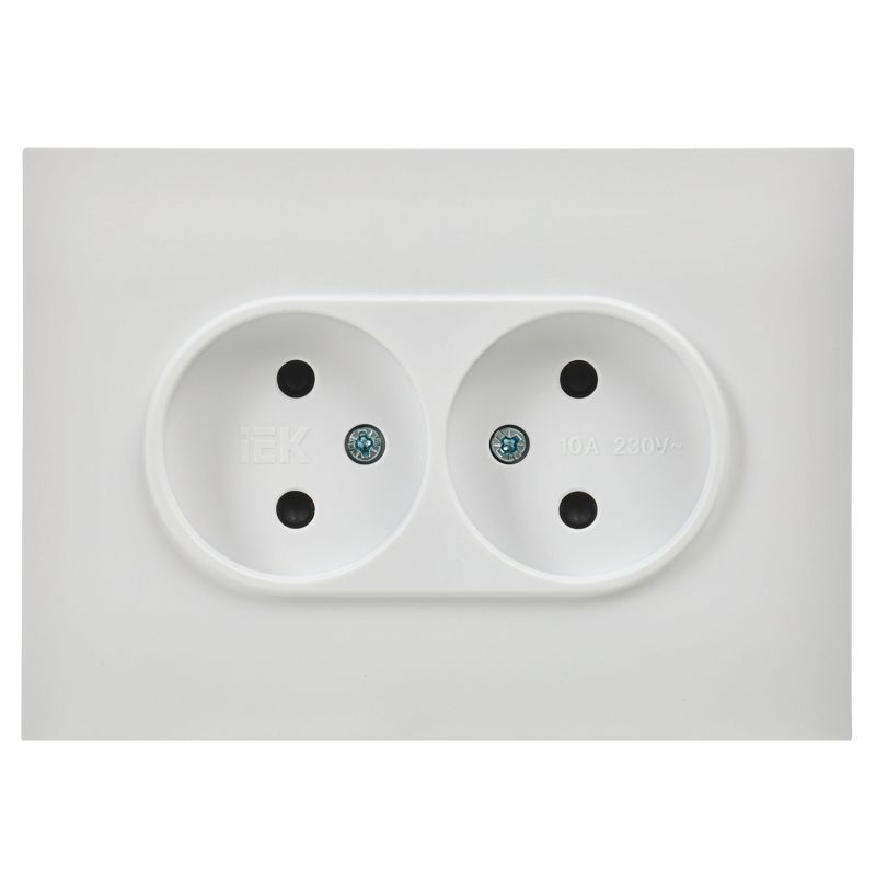 SKANDY Розетка 2-местная без заземления с защитными шторками 10А в сборе SK-R09W арктический белый IEK