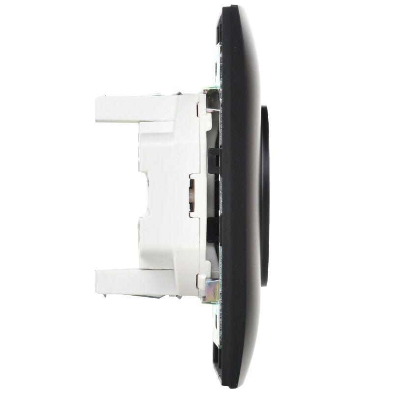 SKANDY Розетка 2-местная без заземления с защитными шторками 10А в сборе SK-R09Bl черный IEK