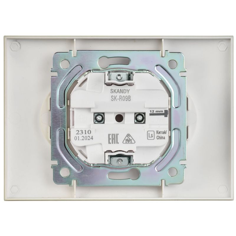 SKANDY Розетка 2-местная без заземления с защитными шторками 10А в сборе SK-R09B бежевый IEK
