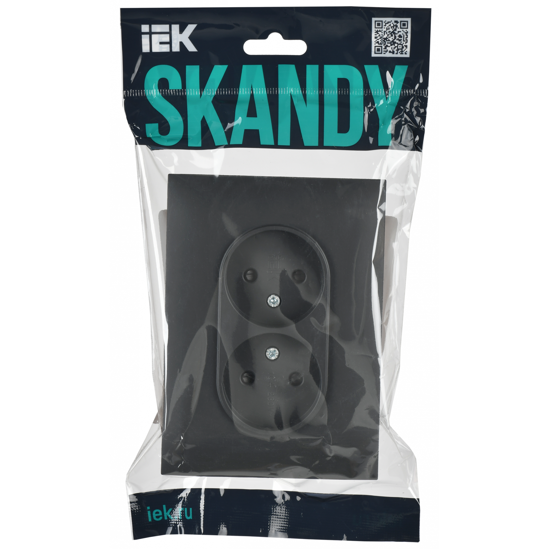 SKANDY Розетка 2-местная без заземления с защитными шторками 10А в сборе SK-R09T титан IEK