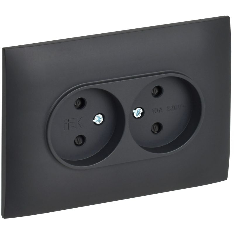 SKANDY Розетка 2-местная без заземления с защитными шторками 10А в сборе SK-R09T титан IEK