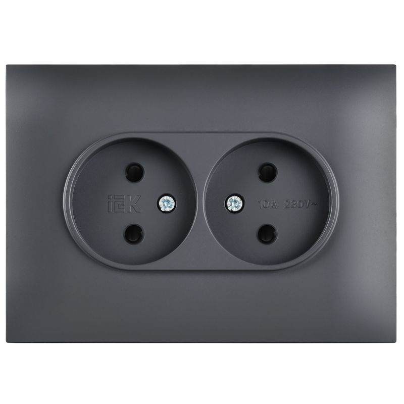SKANDY Розетка 2-местная без заземления с защитными шторками 10А в сборе SK-R09T титан IEK