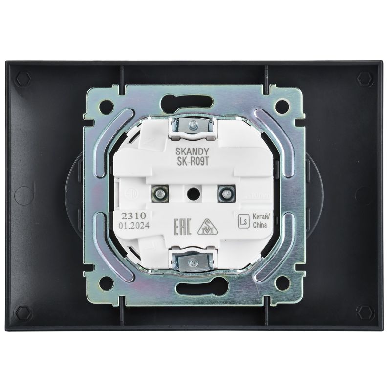 SKANDY Розетка 2-местная без заземления с защитными шторками 10А в сборе SK-R09T титан IEK