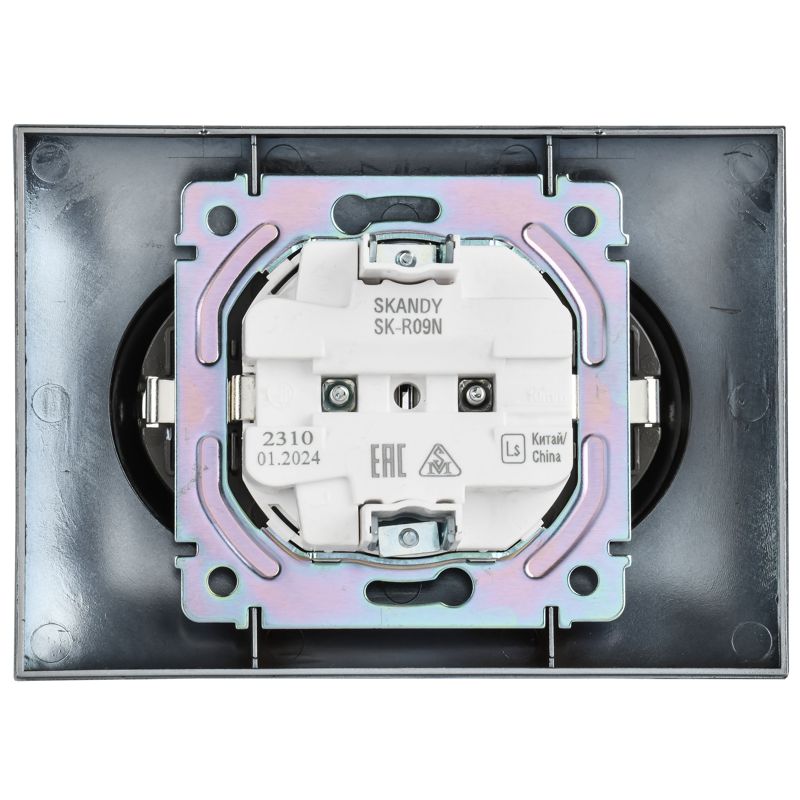 SKANDY Розетка 2-местная без заземления с защитными шторками 10А в сборе SK-R09N металл никель IEK