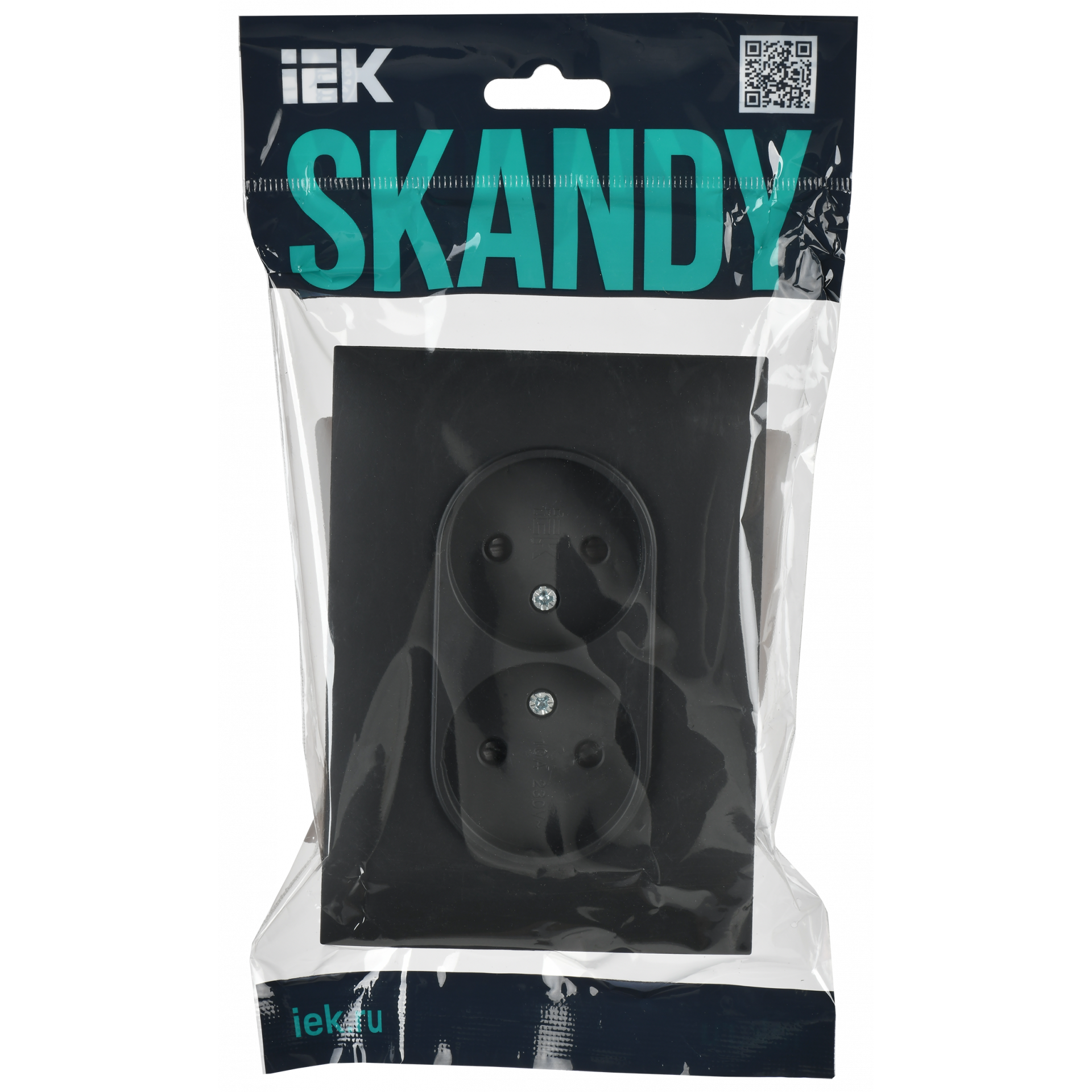 SKANDY Розетка 2-местная без заземления с защитными шторками 10А в сборе SK-R09G графит IEK