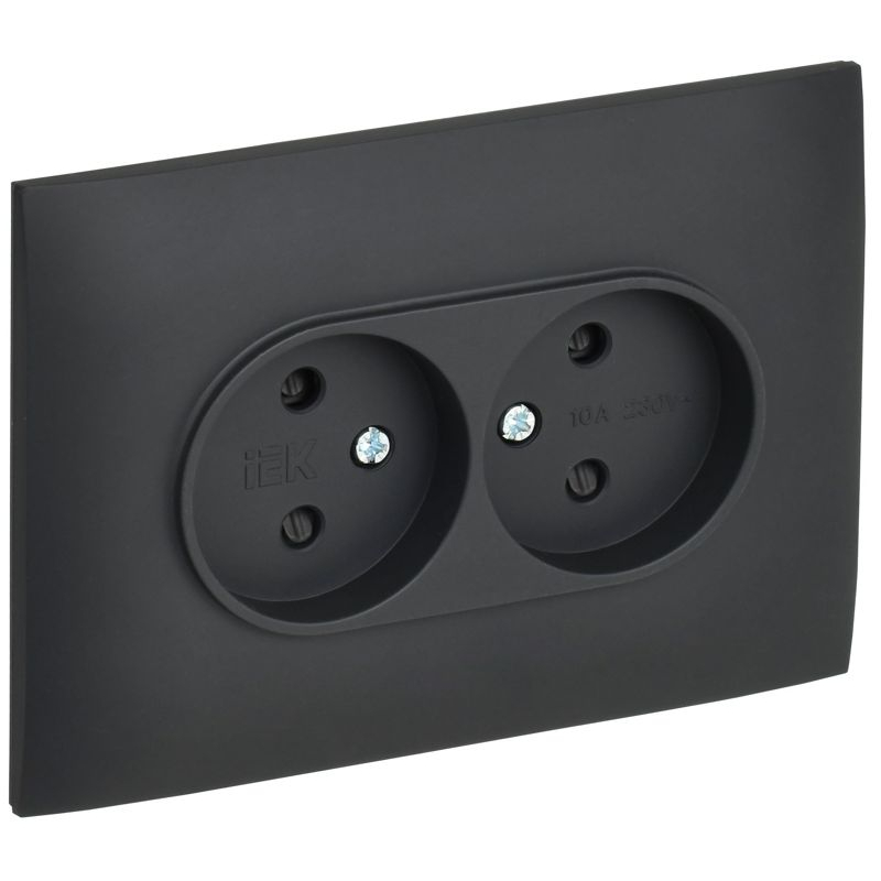 SKANDY Розетка 2-местная без заземления с защитными шторками 10А в сборе SK-R09G графит IEK