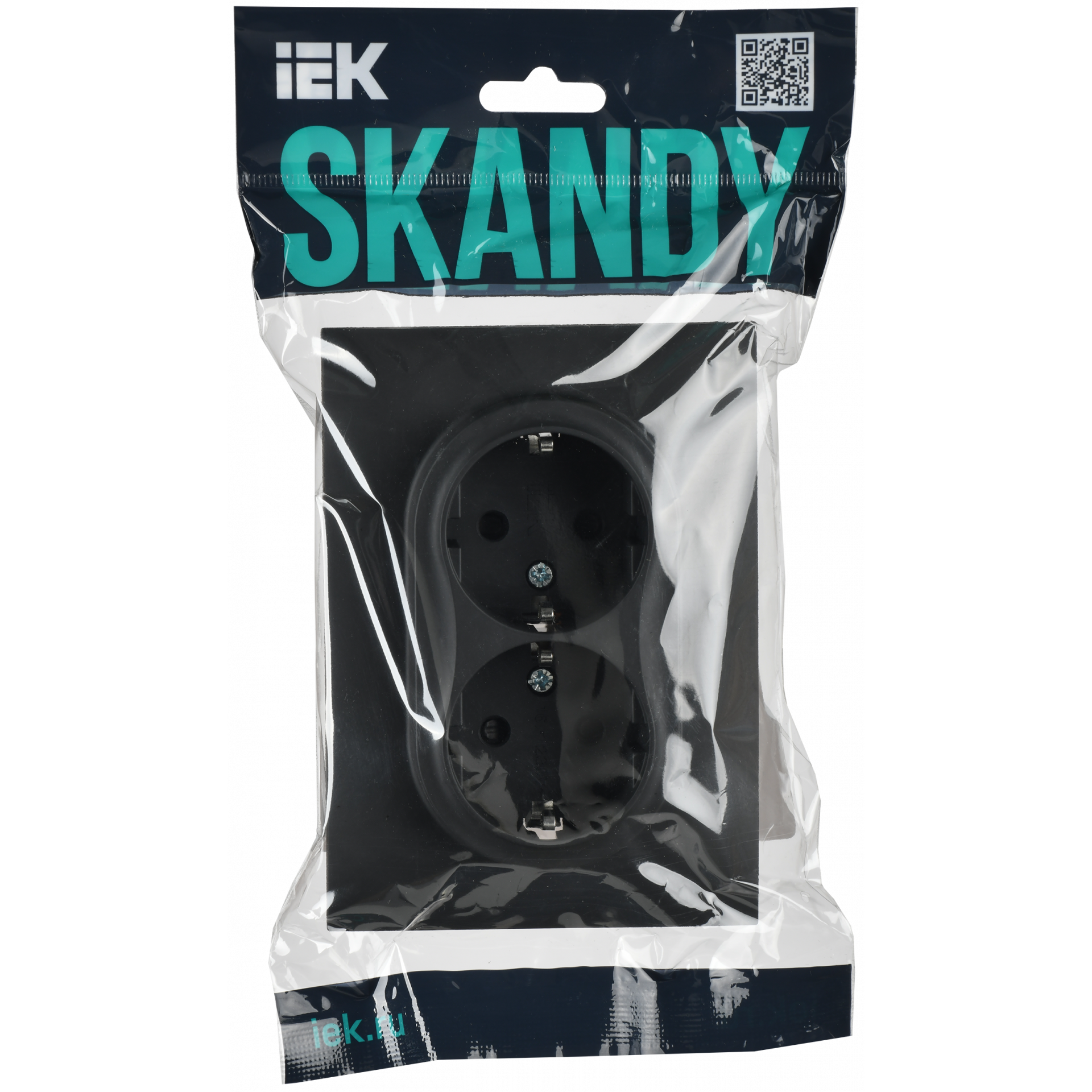 SKANDY Розетка 2-местная с заземлением с защитными шторками 16А в сборе SK-R07G графит IEK