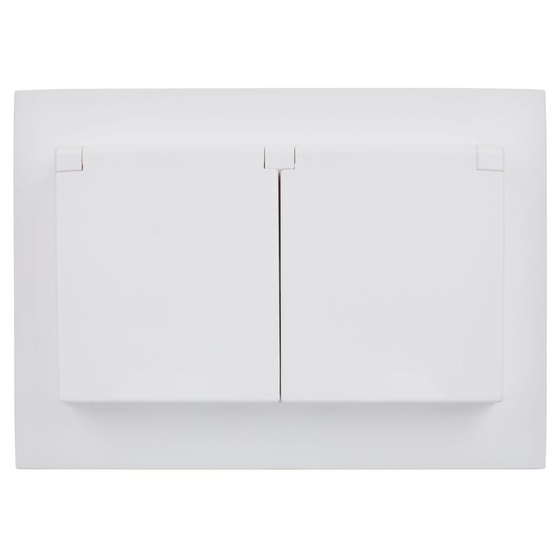 SKANDY Розетка 2-местная и крышкой 16А в сборе IP44 SK-R12W арктический белый IEK