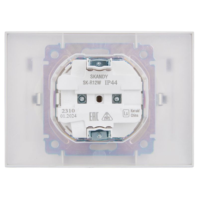 SKANDY Розетка 2-местная и крышкой 16А в сборе IP44 SK-R12W арктический белый IEK