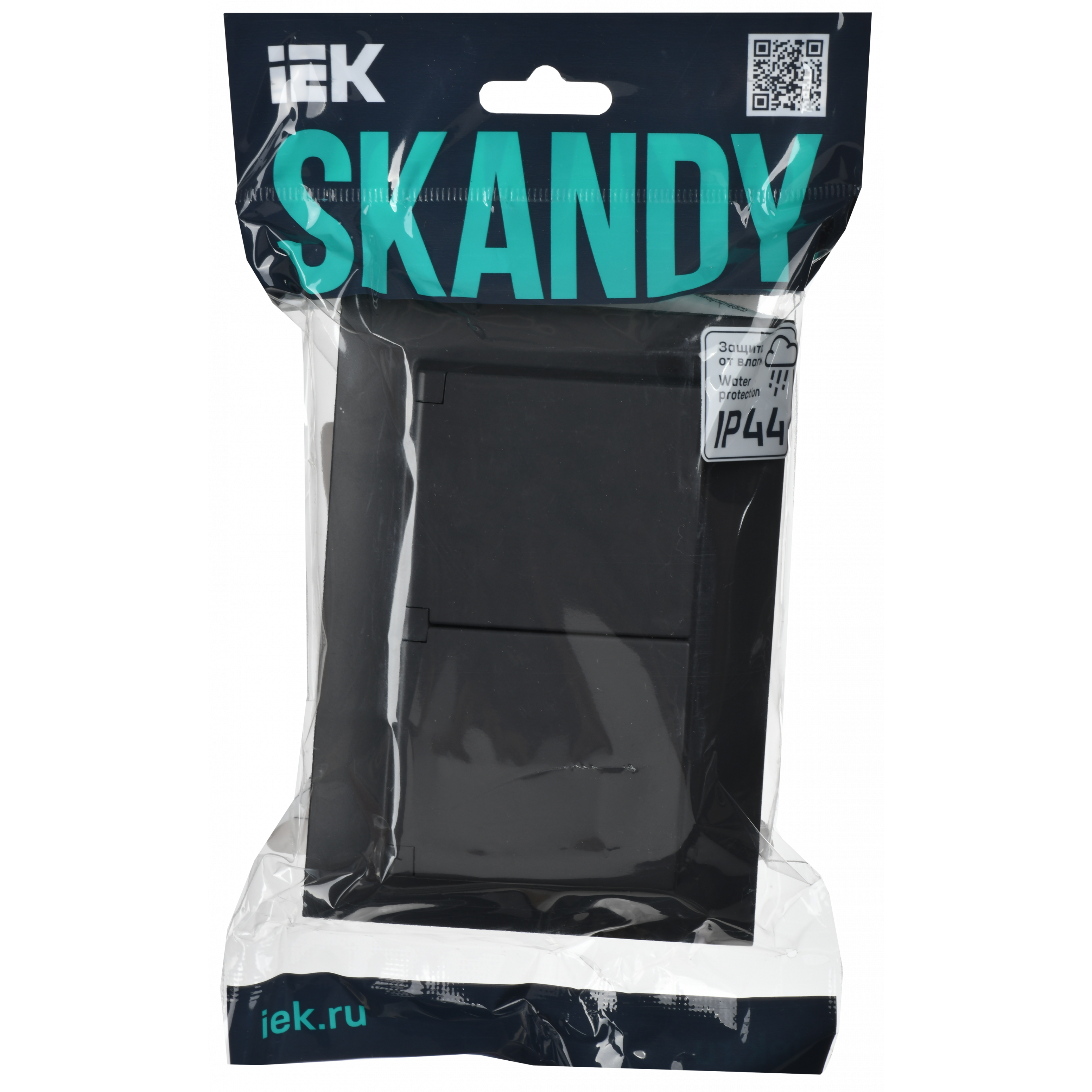 SKANDY Розетка 2-местная и крышкой 16А в сборе IP44 SK-R12Bl черный IEK