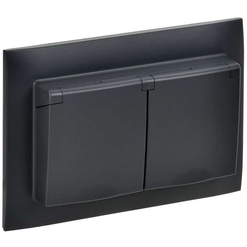 SKANDY Розетка 2-местная и крышкой 16А в сборе IP44 SK-R12Bl черный IEK