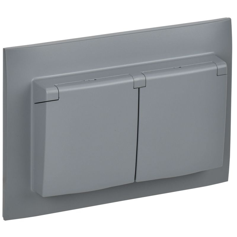 SKANDY Розетка 2-местная и крышкой 16А в сборе IP44 SK-R12Gr серый IEK