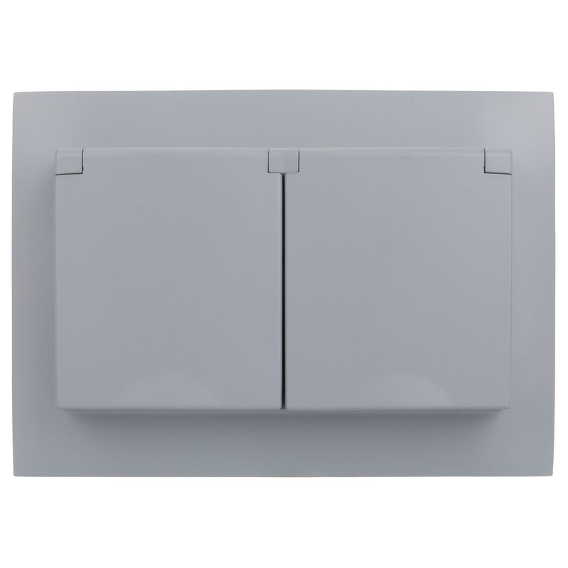 SKANDY Розетка 2-местная и крышкой 16А в сборе IP44 SK-R12Gr серый IEK