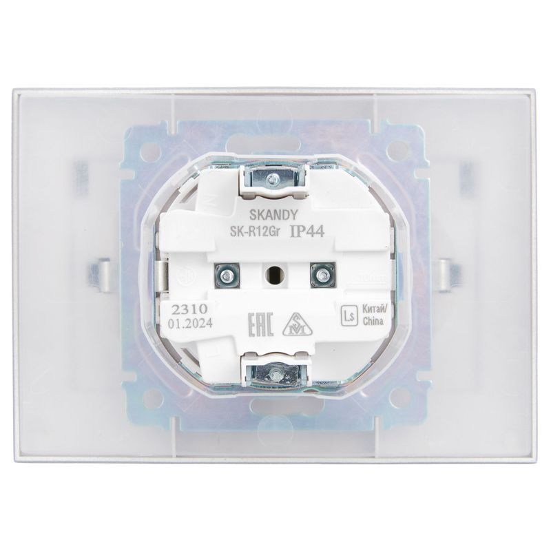 SKANDY Розетка 2-местная и крышкой 16А в сборе IP44 SK-R12Gr серый IEK