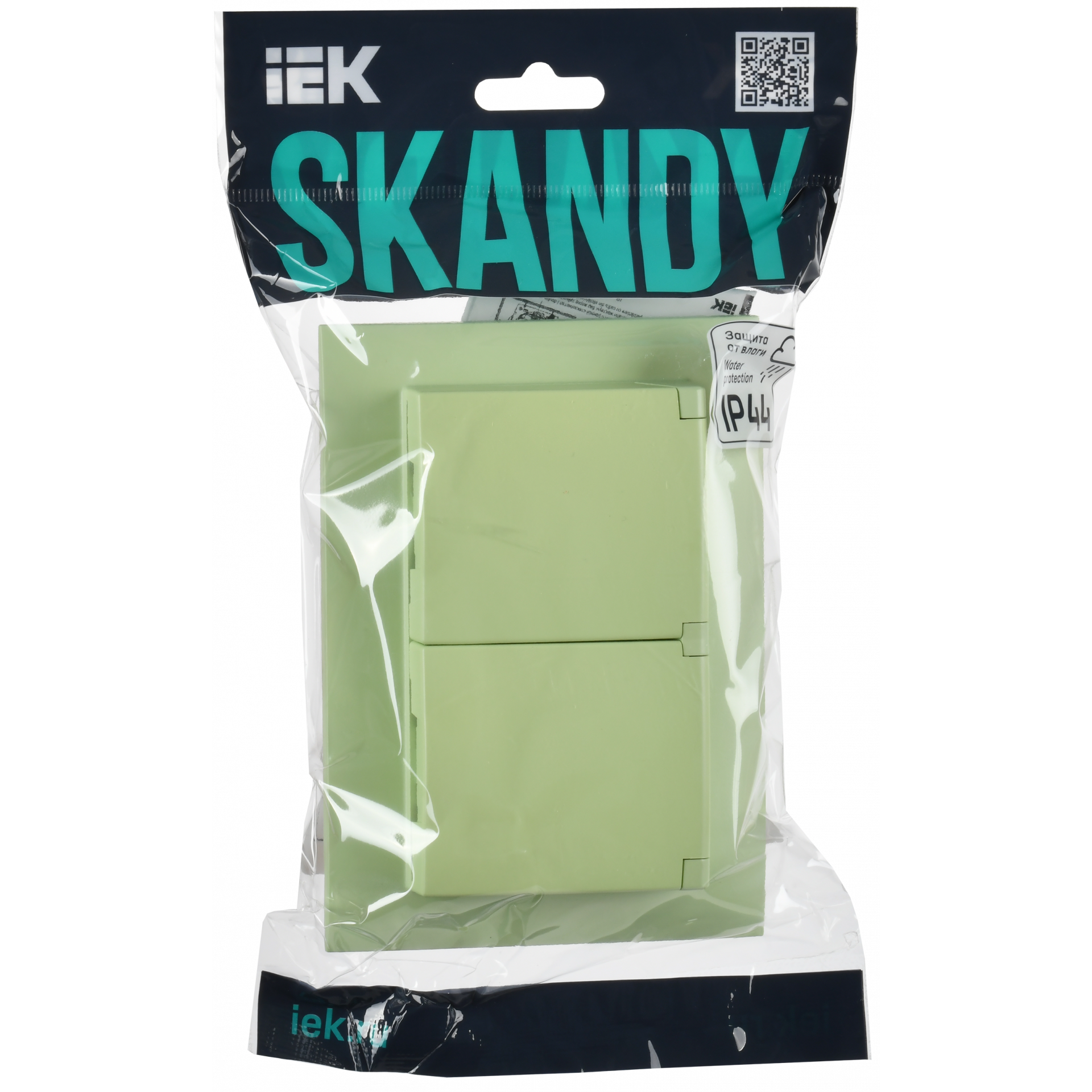 SKANDY Розетка 2-местная и крышкой 16А в сборе IP44 SK-R12G мятный IEK