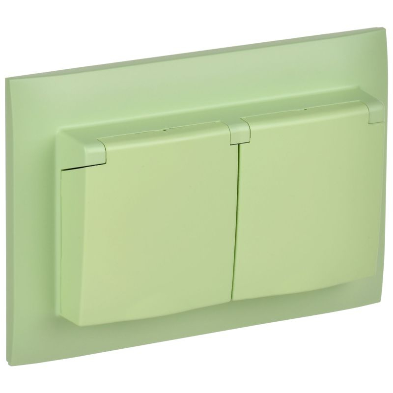 SKANDY Розетка 2-местная и крышкой 16А в сборе IP44 SK-R12G мятный IEK