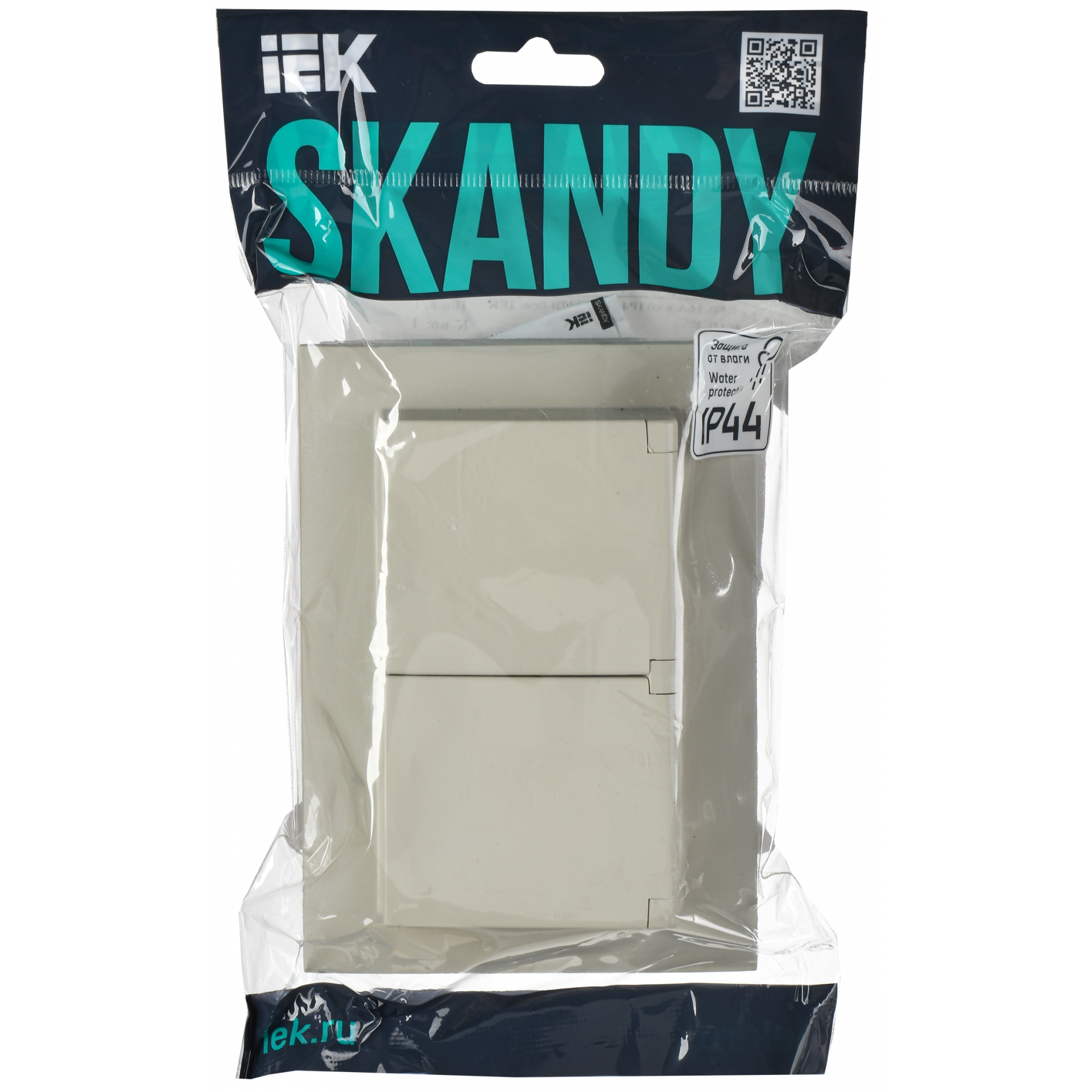 SKANDY Розетка 2-местная и крышкой 16А в сборе IP44 SK-R12B бежевый IEK