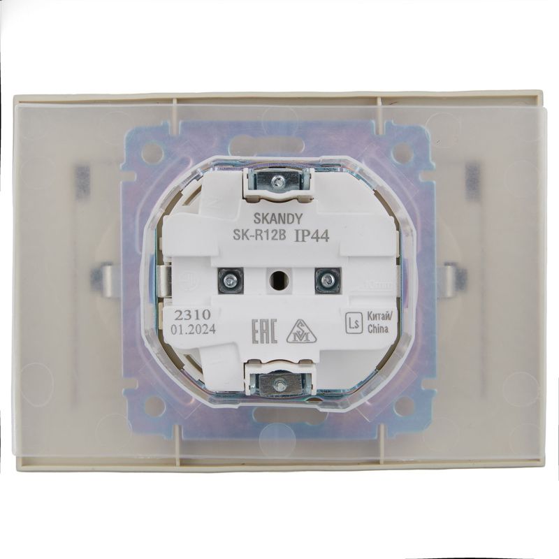 SKANDY Розетка 2-местная и крышкой 16А в сборе IP44 SK-R12B бежевый IEK