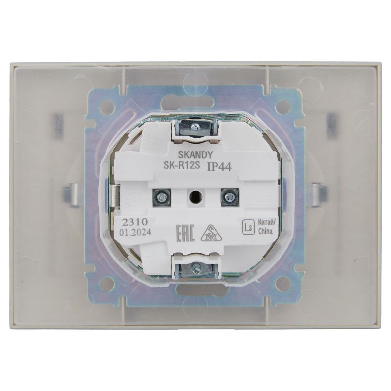 SKANDY Розетка 2-местная и крышкой 16А в сборе IP44 SK-R12S серебряный IEK