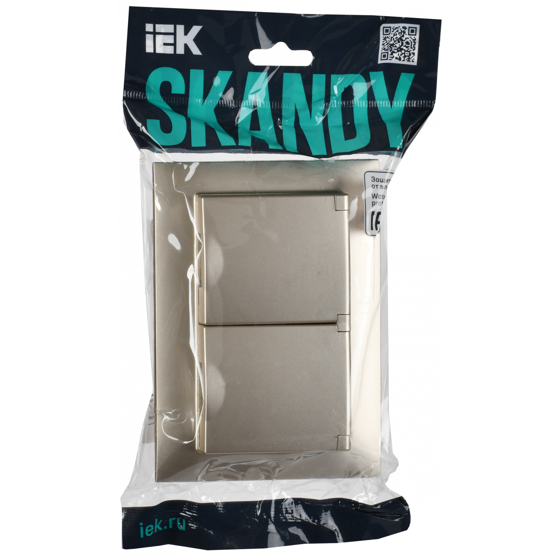 SKANDY Розетка 2-местная и крышкой 16А в сборе IP44 SK-R12Sh шампань IEK