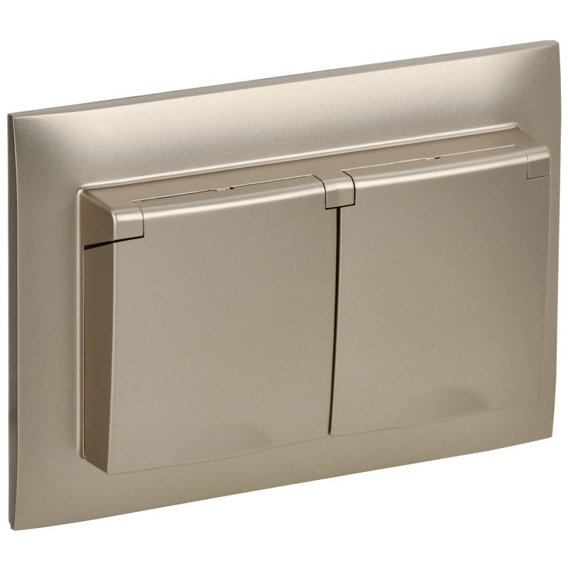 SKANDY Розетка 2-местная и крышкой 16А в сборе IP44 SK-R12Sh шампань IEK