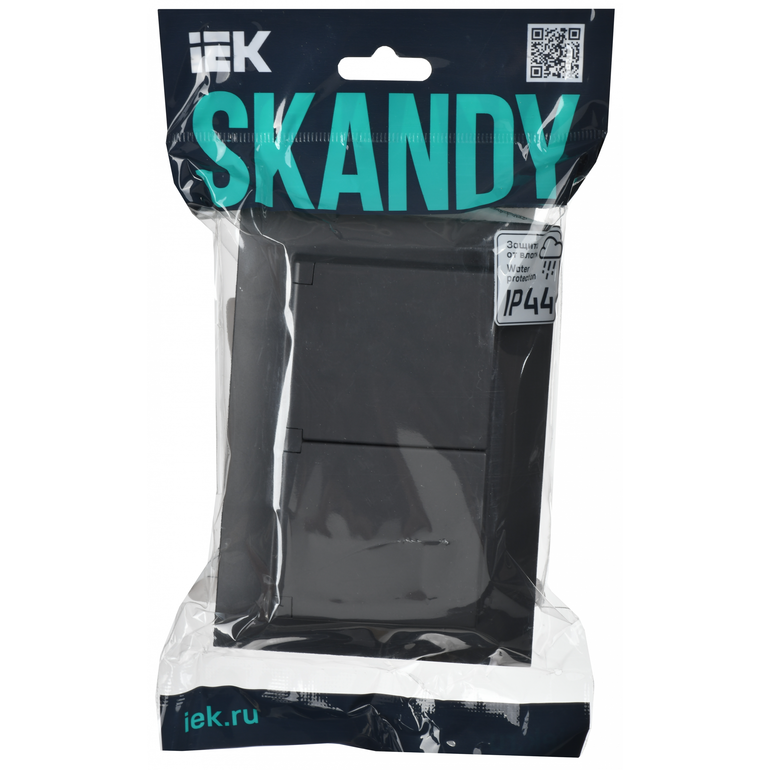 SKANDY Розетка 2-местная и крышкой 16А в сборе IP44 SK-R12T титан IEK