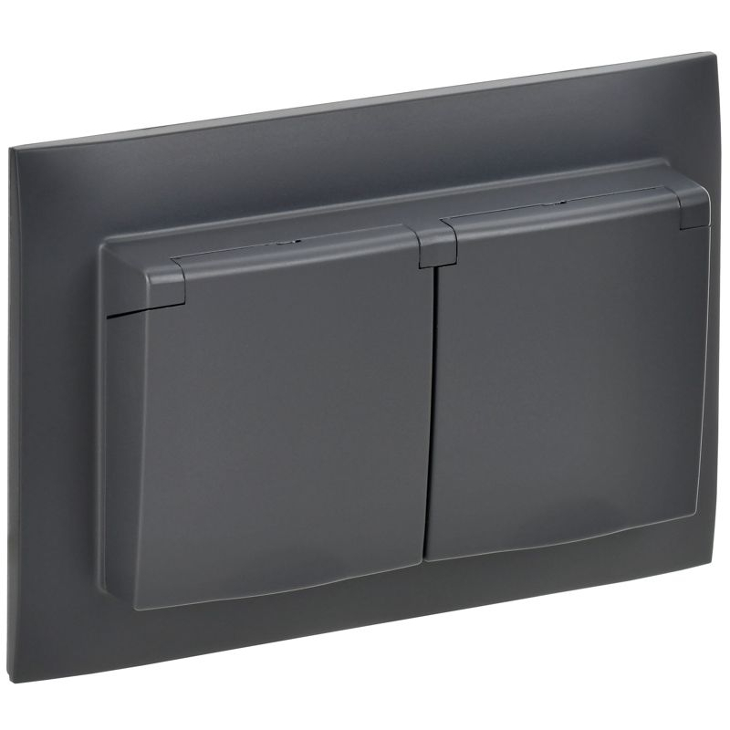 SKANDY Розетка 2-местная и крышкой 16А в сборе IP44 SK-R12T титан IEK